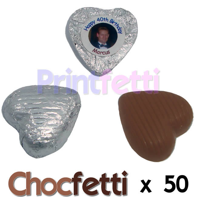 50 Silver Chocfetti Hearts Personalised Chocolates 50 Silver Chocfetti Hearts Personalised Chocolates