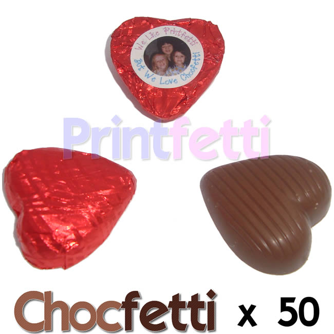50 Red Chocfetti Hearts Personalised Chocolates 50 Red Chocfetti Hearts Personalised Chocolates