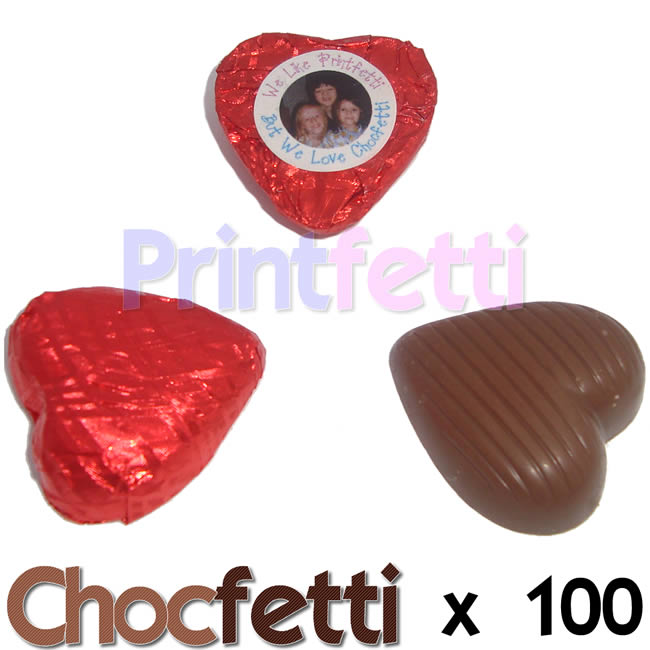 100 Red Chocfetti Hearts Personalised Chocolates 100 Red Chocfetti Hearts Personalised Chocolates