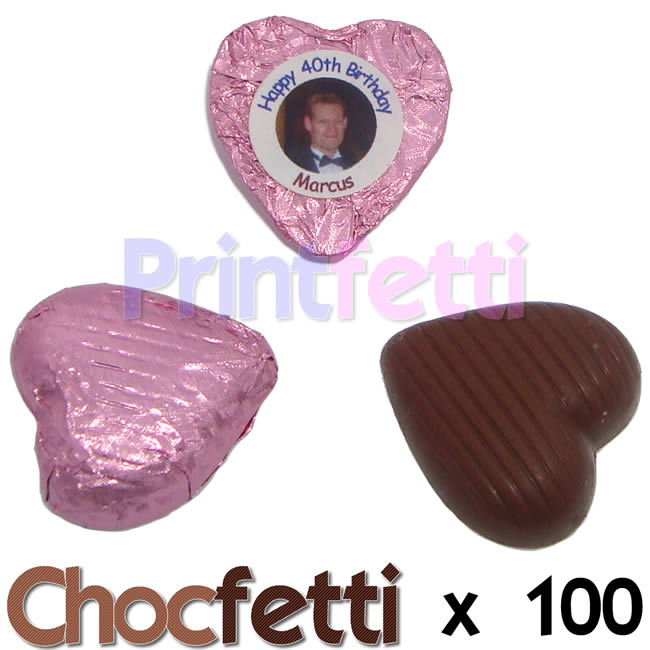 100 Pink Chocfetti Hearts Personalised Chocolates 100 Pink Chocfetti Hearts Personalised Chocolates