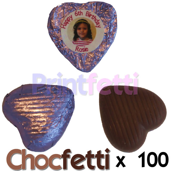 100 Lilac Chocfetti Hearts Personalised Chocolates 100 Lilac Chocfetti Hearts Personalised Chocolates